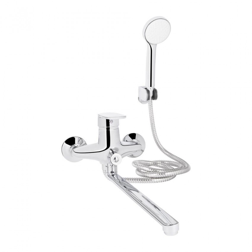 Змішувач для ванни Tani 0052, Chrome (k40) з довгим поворотним виливом та душовим гарнітуром LDTAN0052CRM44960 Lidz LIDZ