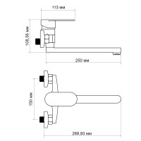 Змішувач для кухні Tani 009 настінний (k40) LDTAN009CRM44973 Chrome Lidz LIDZ фото 1