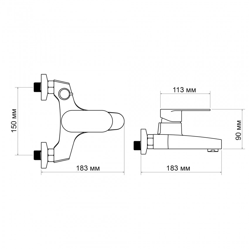 Змішувач для ванни Tani 006, Chrome (k40) з душовим гарнітуром LDTAN006CRM44964 Lidz LIDZ фото 1
