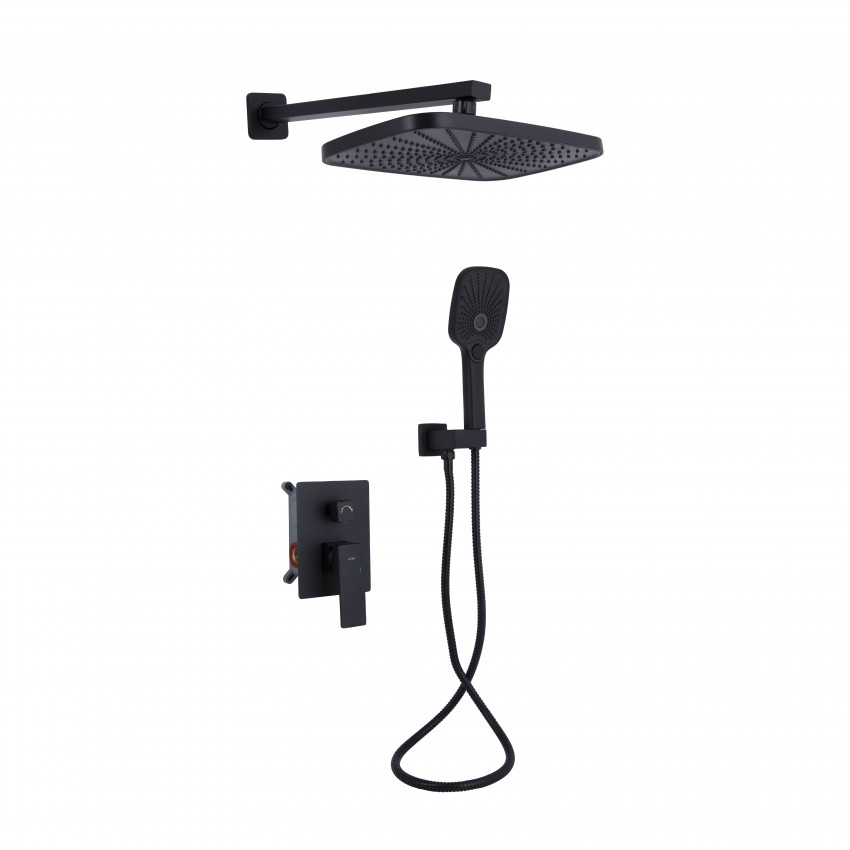 Душова система для душу Gemini, Matt Black (k35) прихованого монтажу на два споживача QTGEM113BLM45697 Qtap QTAP