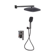 Душова система для душу Gemini, Gunmetal Black PVD (k35) прихованого монтажу на два споживача QTGEM113GMB45698 Qtap QTAP