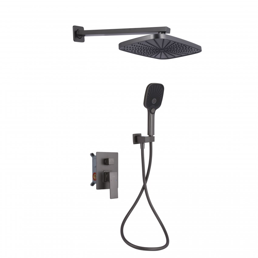 Душова система для душу Gemini, Gunmetal Black PVD (k35) прихованого монтажу на два споживача QTGEM113GMB45698 Qtap QTAP