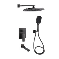 Душова система універсальна Gemini, Gunmetal Black PVD (k35) прихованого монтажу на три споживача QTGEM114GMB45704 Qtap