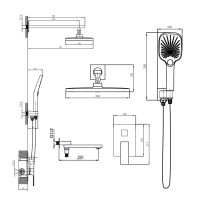 Душова система універсальна Gemini, Gunmetal Black PVD (k35) прихованого монтажу на три споживача QTGEM114GMB45704 Qtap QTAP фото 1
