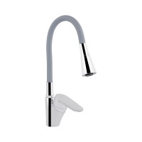 Змішувач для кухні Tani 007F3, Chrome/Grey (k40) з гнучким виливом LDTAN007F3GCR31869 Lidz LIDZ