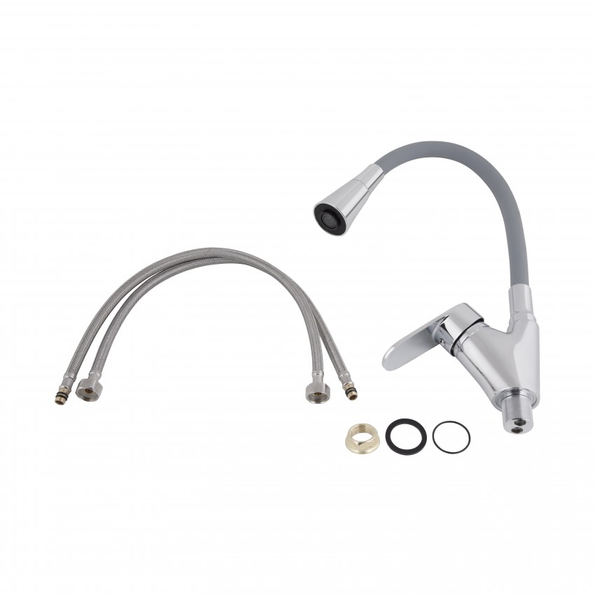 Змішувач для кухні Tani 007F3, Chrome/Grey (k40) з гнучким виливом LDTAN007F3GCR31869 Lidz LIDZ фото 4