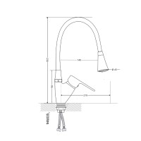 Змішувач для кухні Tani 007F3, Chrome/White (k40) з гнучким виливом LDTAN007F3WCR40423 Lidz LIDZ фото 1