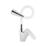 Змішувач для кухні Tani 007F3, Chrome/White (k40) з гнучким виливом LDTAN007F3WCR40423 Lidz LIDZ фото 2