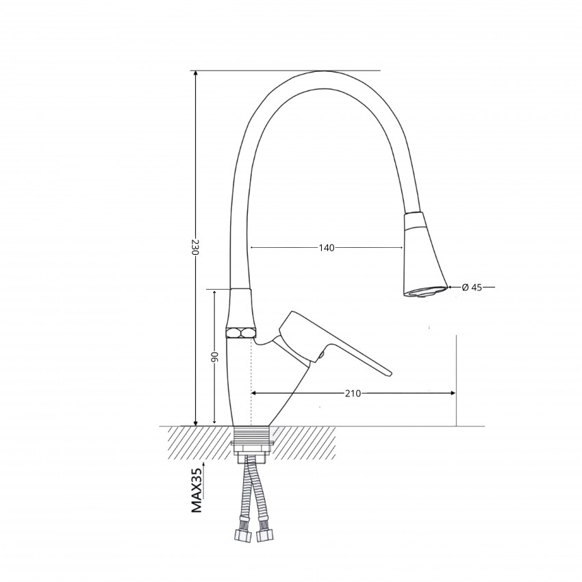 Змішувач для кухні Tani 007F3, Chrome/White (k40) з гнучким виливом LDTAN007F3WCR40423 Lidz LIDZ фото 1