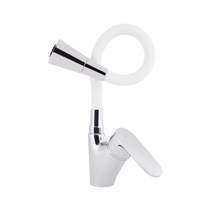 Змішувач для кухні Tani 007F3, Chrome/White (k40) з гнучким виливом LDTAN007F3WCR40423 Lidz LIDZ фото 2