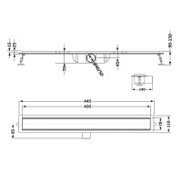 Лінійний трап із нержавіючої сталі Taurus Tile400 з сухим затвором під плитку Qtap QTAP фото 1