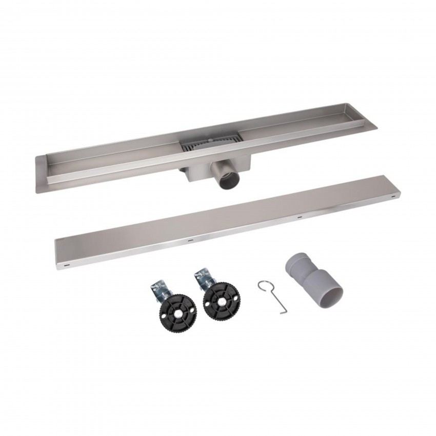 Лінійний трап із нержавіючої сталі Taurus Tile400 з сухим затвором під плитку Qtap QTAP фото 4