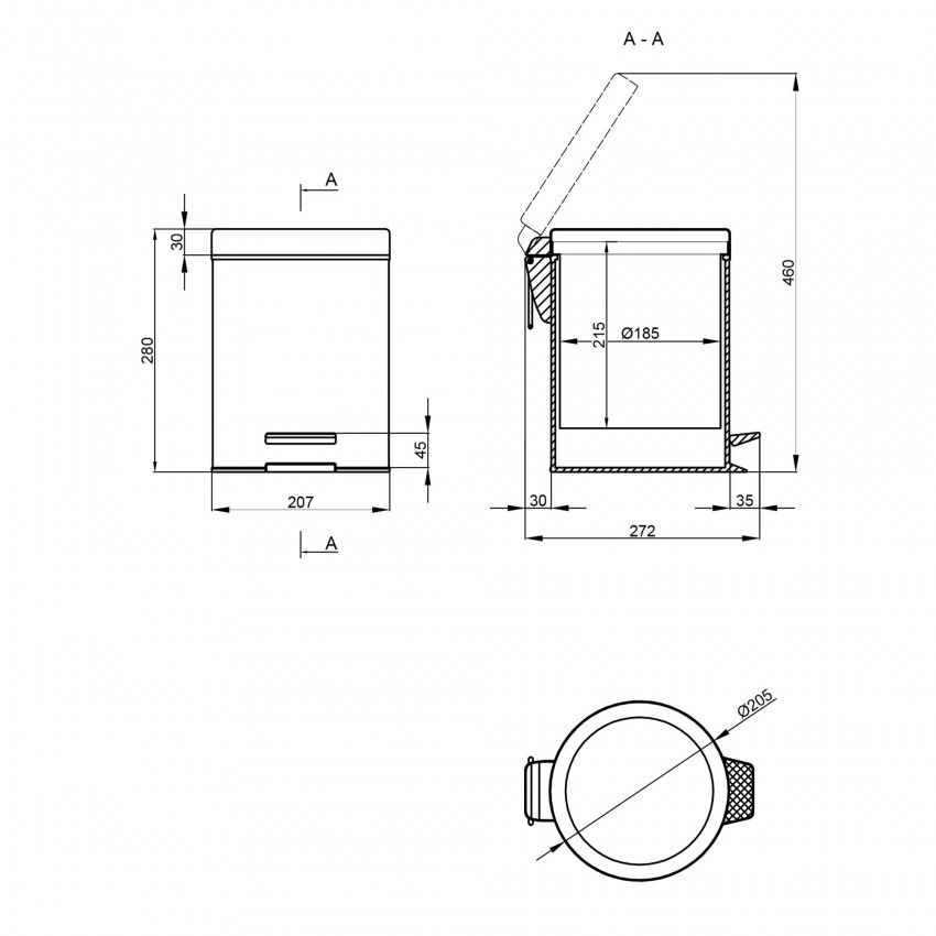 Відро для сміття Liberty, 5 л, Black QTLIBBLM1149 Qtap QTAP фото 1