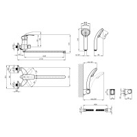 Змішувач для ванни Mars 005, Chrome (k40) з довгим поворотним виливом та душовим гарнітуром LDMAR005CRM34853 Lidz LIDZ фото 1