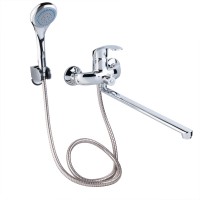 Змішувач для ванни Mars 005, Chrome (k40) з довгим поворотним виливом та душовим гарнітуром LDMAR005CRM34853 Lidz LIDZ