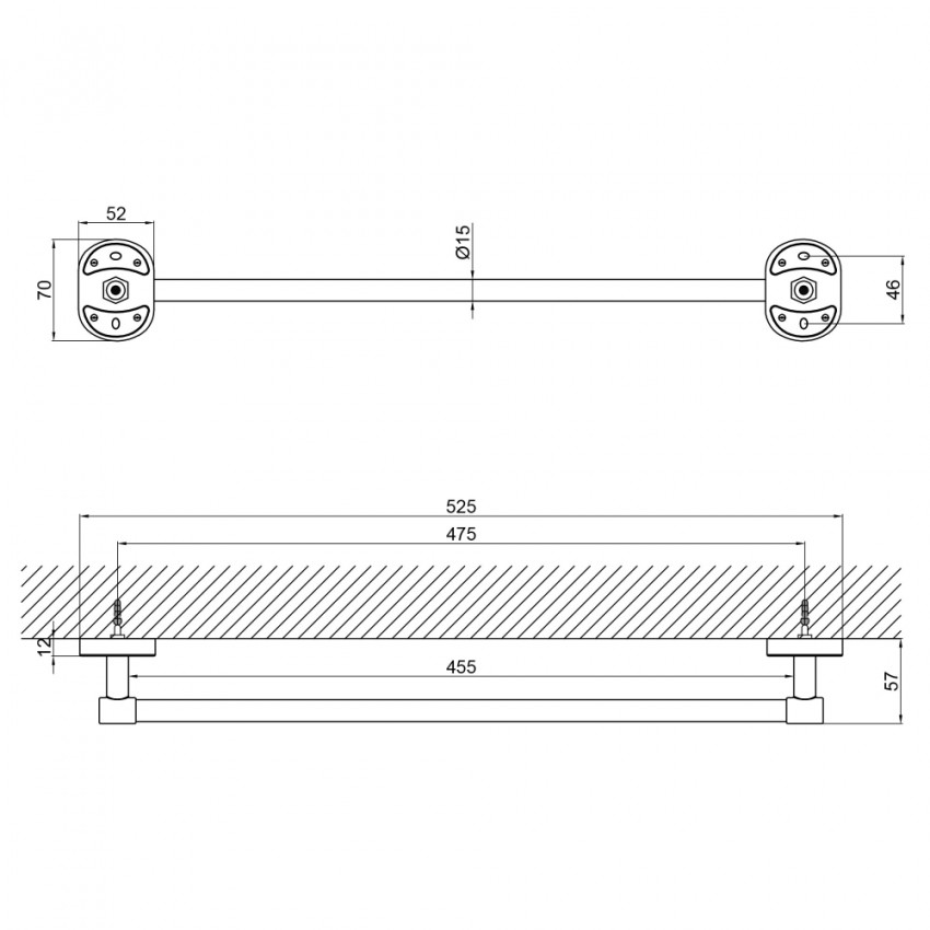 Тримач для рушника Oreo 0100, 550 мм, Chrome LDORE0100CRM37457 Lidz LIDZ фото 1