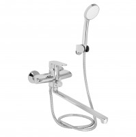 Змішувач для ванни Tani 005, Chrome (k40) з довгим поворотним виливом та душовим гарнітуром LDTAN005CRM44962 Lidz LIDZ