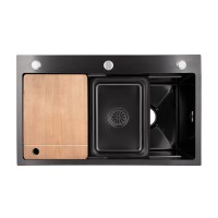 Мийка для кухні інтегрована Handmade H7545B Decor Black PVD Honeycomb 3,0/1,0 мм LDH7545BDECPVD48373 Lidz LIDZ