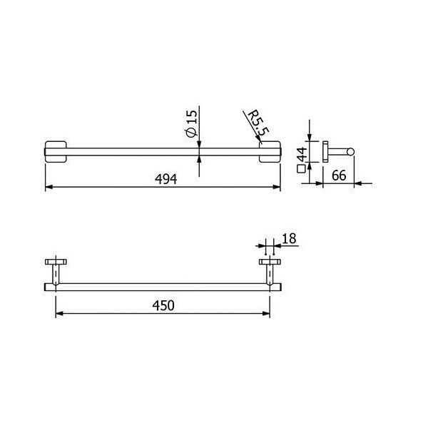 2598005 KLUDI-VELA S тримач для рушника , L = 450 мм, хром (1 сорт) KLUDI фото 1