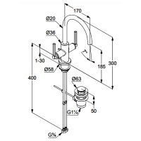 201180515 KLUDI NOVA FONTE Змішувач для раковини PURISTIC, хром (1 сорт) KLUDI фото 1