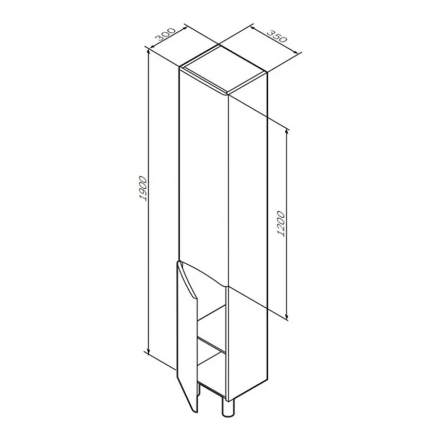 M80CSR0361WG38 LIKE Шафа-колонна на підлогу, права 36 см, білий глянець (1 сорт) AM.PM фото 1