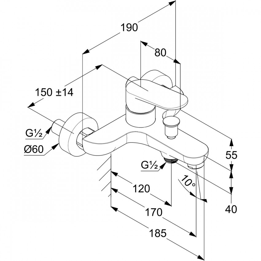 326910575 KLUDI-X1 Змішувач для ванни, хром (1 сорт) KLUDI фото 1