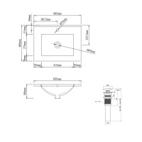 Комплект Albatross: Раковина врізна меблева 620x460x180 мм, White, прямокутна + Донний клапан Pop-up PU02O QTAP фото 1