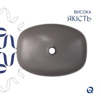 Раковина накладна Robin 500х380х140 мм, Stone grey, прямокутна, з донним клапаном QT04116302SG Qtap QTAP фото 3
