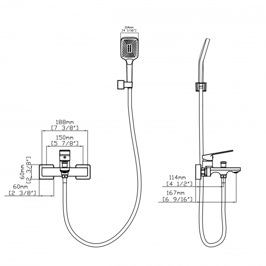 Змішувач для ванни Capricorn, Chrome (k35) з душовим гарнітуром QTCAP3060102C48222 Qtap QTAP фото 1