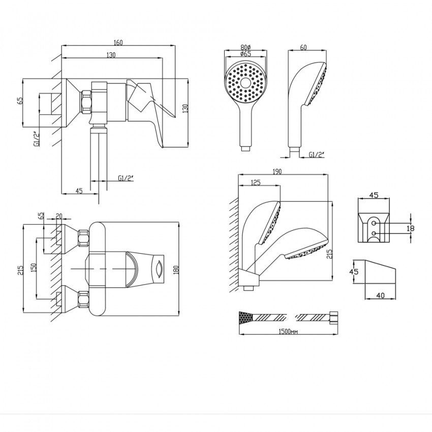 Змішувач для душу Anny 010, Chrome (k40) із душовим гарнітуром LDANN010CRM35124 Lidz LIDZ фото 1