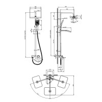 Душова система латунна, універсальна Orion 1030, Chrome (k35) на три споживача (з виливом) LDORI1030CRM48092 Lidz LIDZ фото 1