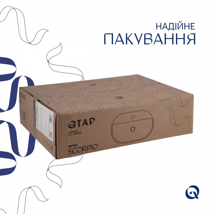 Раковина накладна Scorpio 500x380x120 мм, White, овальна, без донного клапана QT14116533W Qtap QTAP фото 4