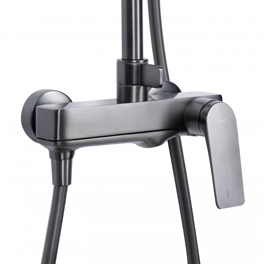 Душова система універсальна Vlasta New, Gunmetal Black PVD (k35) на три споживача (з виливом) QTVLA111GMB45651 Qtap QTAP фото 3