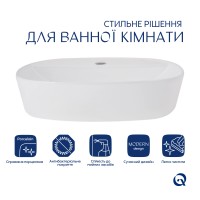 Комплект Qtap Scorpio: Раковина накладна овальна 500x380x120 мм White + Донний клапан PU02 QTAP фото 2