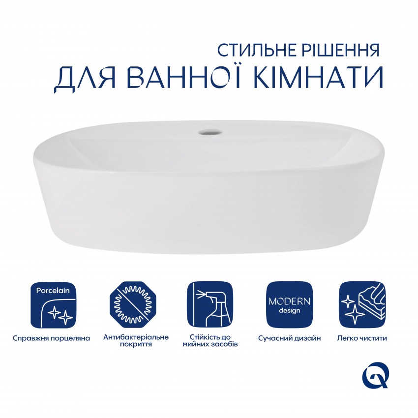 Комплект Qtap Scorpio: Раковина накладна овальна 500x380x120 мм White + Донний клапан PU02 QTAP фото 2