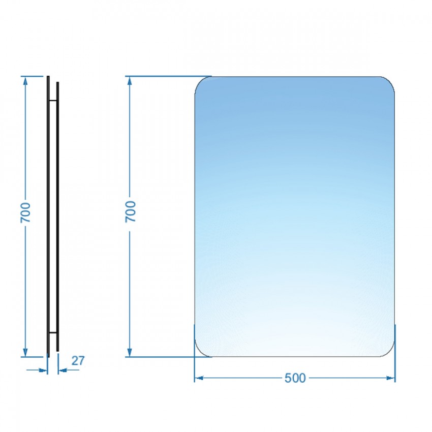 4500700 Basic Дзеркало 500х700 закруглене (1 сорт) DEVIT фото 2