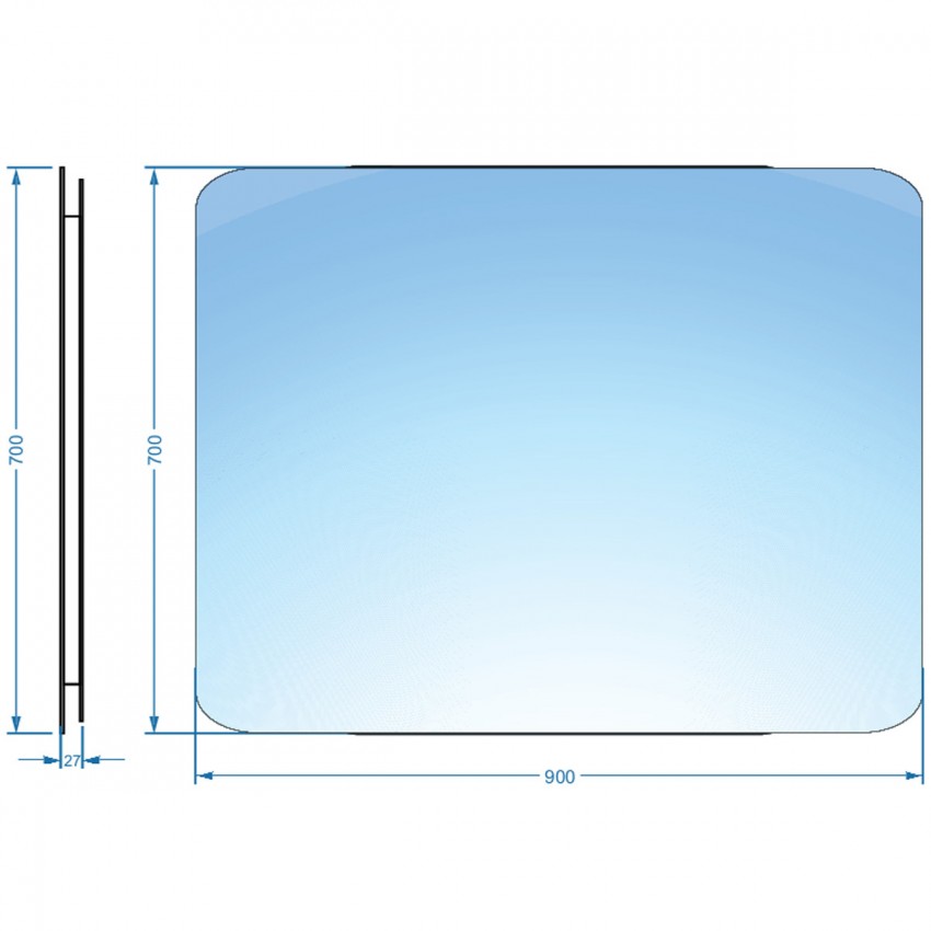 4900700 Basic Дзеркало 900х700 закруглене (1 сорт) DEVIT фото 2