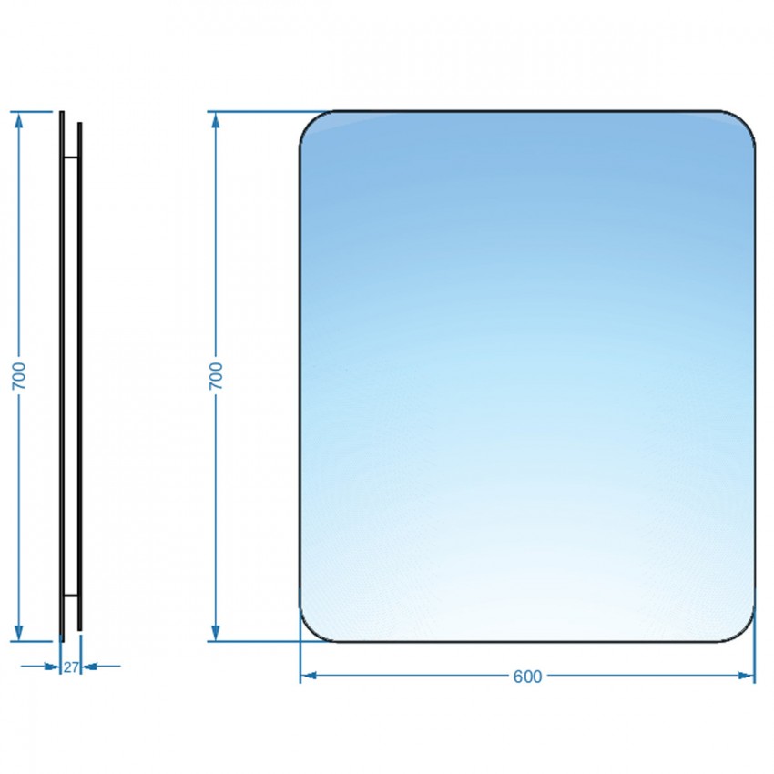 4600700 Basic Дзеркало 600х700 закруглене (1 сорт) DEVIT фото 2