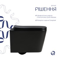 Унітаз підвісний Crow Ultra Quiet 485×340×290 мм, Matt Black, з сидінням Slim Duroplast/ Soft-close/ Quick Release QT05335171MB Qtap QTAP фото 3