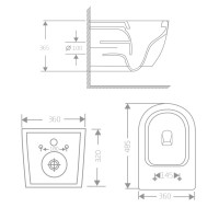 Унітаз підвісний Jay Ultra Quiet 485х360х320 мм, Matt Black, сидінням Slim Duroplast/ Soft-close/ Quick Relase QT07335177MB Qtap QTAP фото 1