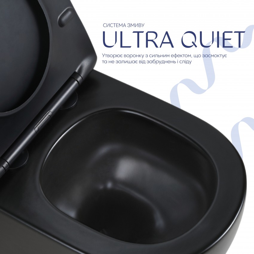 Унітаз підвісний Jay Ultra Quiet 485х360х320 мм, Matt Black, сидінням Slim Duroplast/ Soft-close/ Quick Relase QT07335177MB Qtap QTAP фото 4