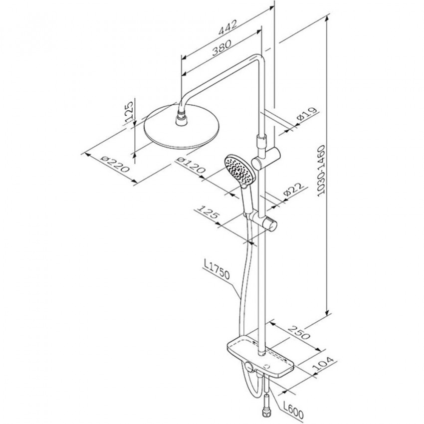 F0780222 Like Душова система  з верхнім душем 250мм, чорний мат (1 сорт) AM.PM фото 1