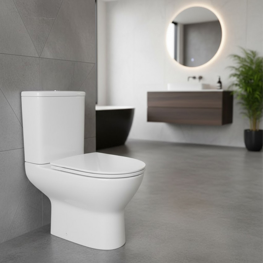 3020147 Basic Round Компакт безобідковий з кришкою soft-close, білий (1 сорт) DEVIT