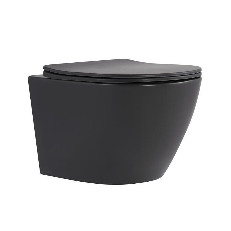 Унітаз підвісний Robin Ultra Quiet 490×365×325 мм, Anthracite, з сидінням Slim Duroplast / Soft-close / Quick Release QT13332381АSAN Qtap QTAP
