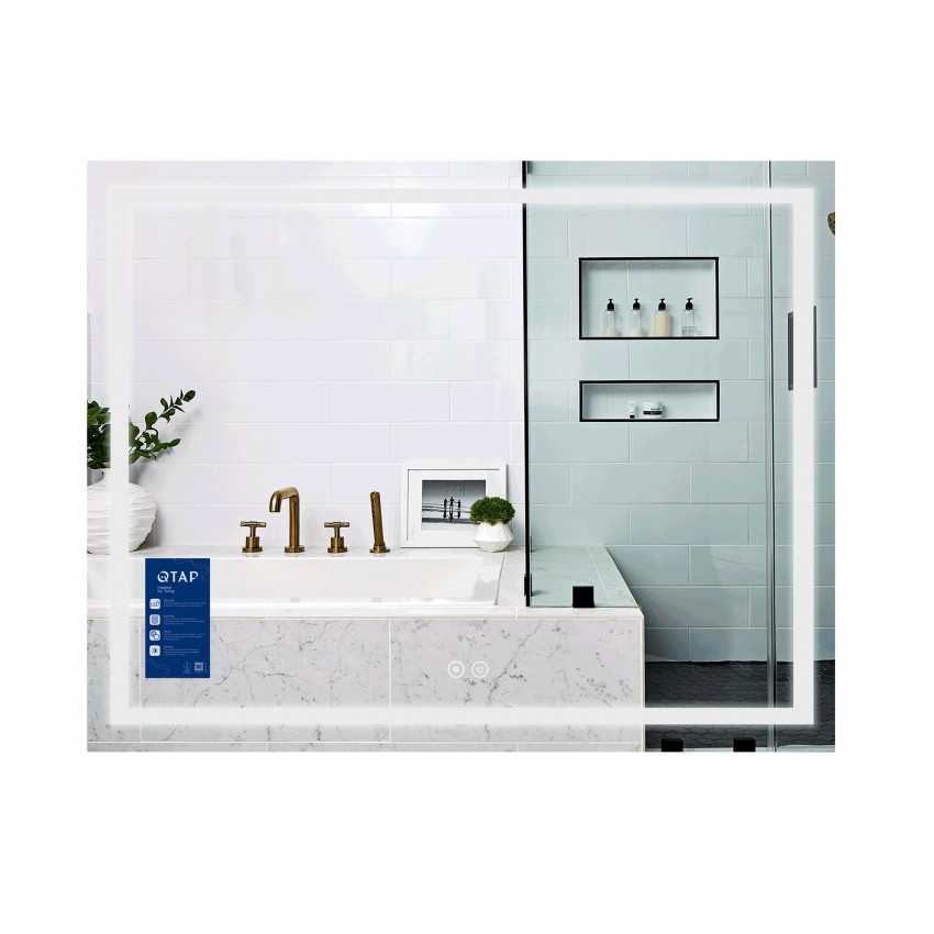 Дзеркало настінне Mideya (MI1) 1000х700 мм, прямокутне, з LED-підсвіткою Touch, антизапотіванням, димером, рег. яскравості Qtap QTAP