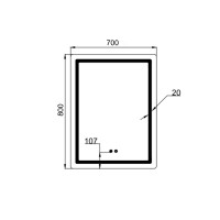 Дзеркало настінне Mideya (MI2) 700х800 мм, прямокутне, з LED-підсвіткою Touch, антизапотіванням, димером, рег. яскравості Qtap QTAP фото 1