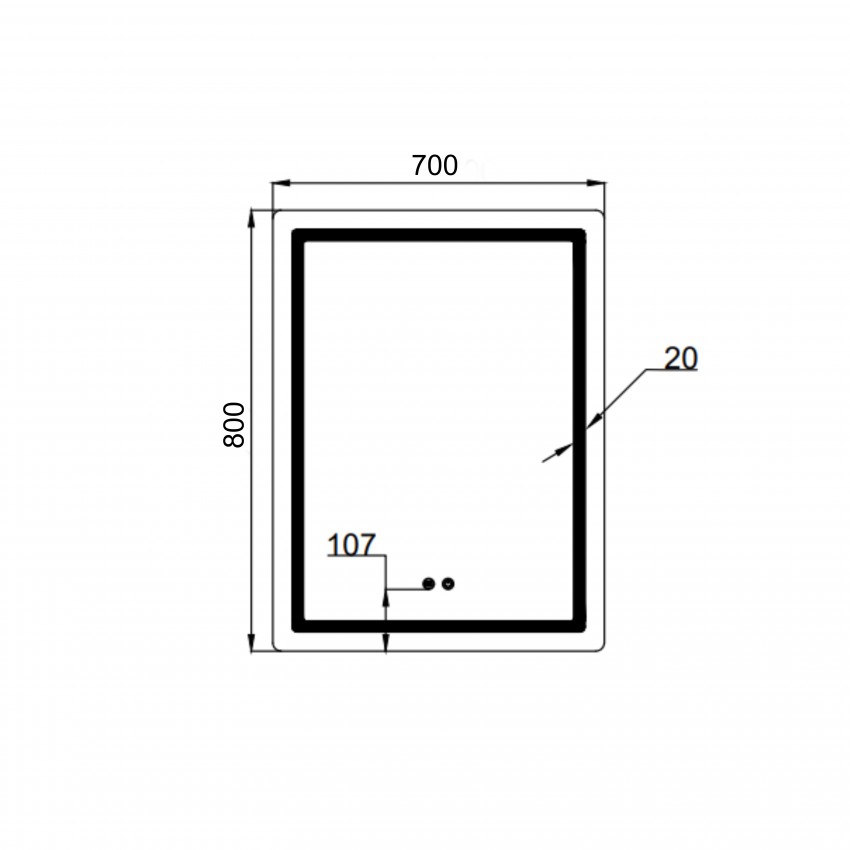 Дзеркало настінне Mideya (MI2) 700х800 мм, прямокутне, з LED-підсвіткою Touch, антизапотіванням, димером, рег. яскравості Qtap QTAP фото 1