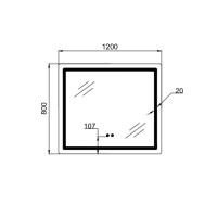 Дзеркало настінне Mideya (MI2) 1200х800 мм, прямокутне, з LED-підсвіткою Touch, антизапотіванням, димером, рег. яскравості Qtap QTAP фото 1
