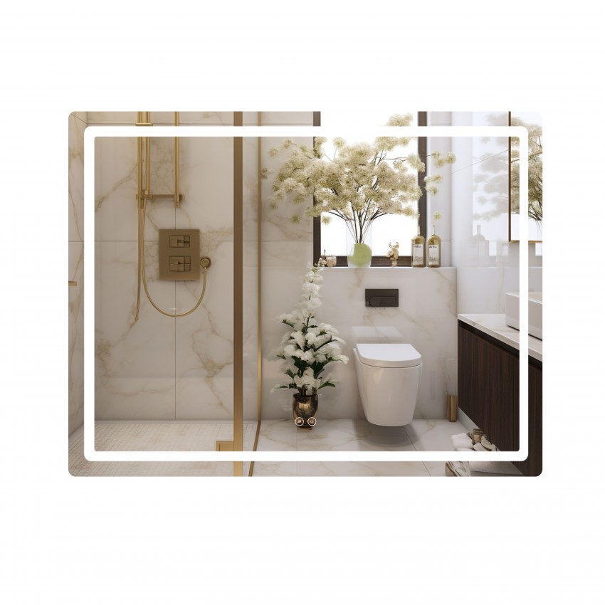 Дзеркало настінне Mideya (MI2) 1200х800 мм, прямокутне, з LED-підсвіткою Touch, антизапотіванням, димером, рег. яскравості Qtap QTAP