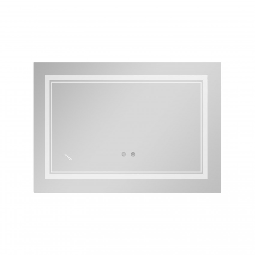 Дзеркало настінне Cardinal (CA1) 800х600 мм, прямокутне, з LED-підсвіткою Touch, антизапотіванням, димером, рег. темп. кольору (3000-6500K), Reverse Qtap QTAP фото 2